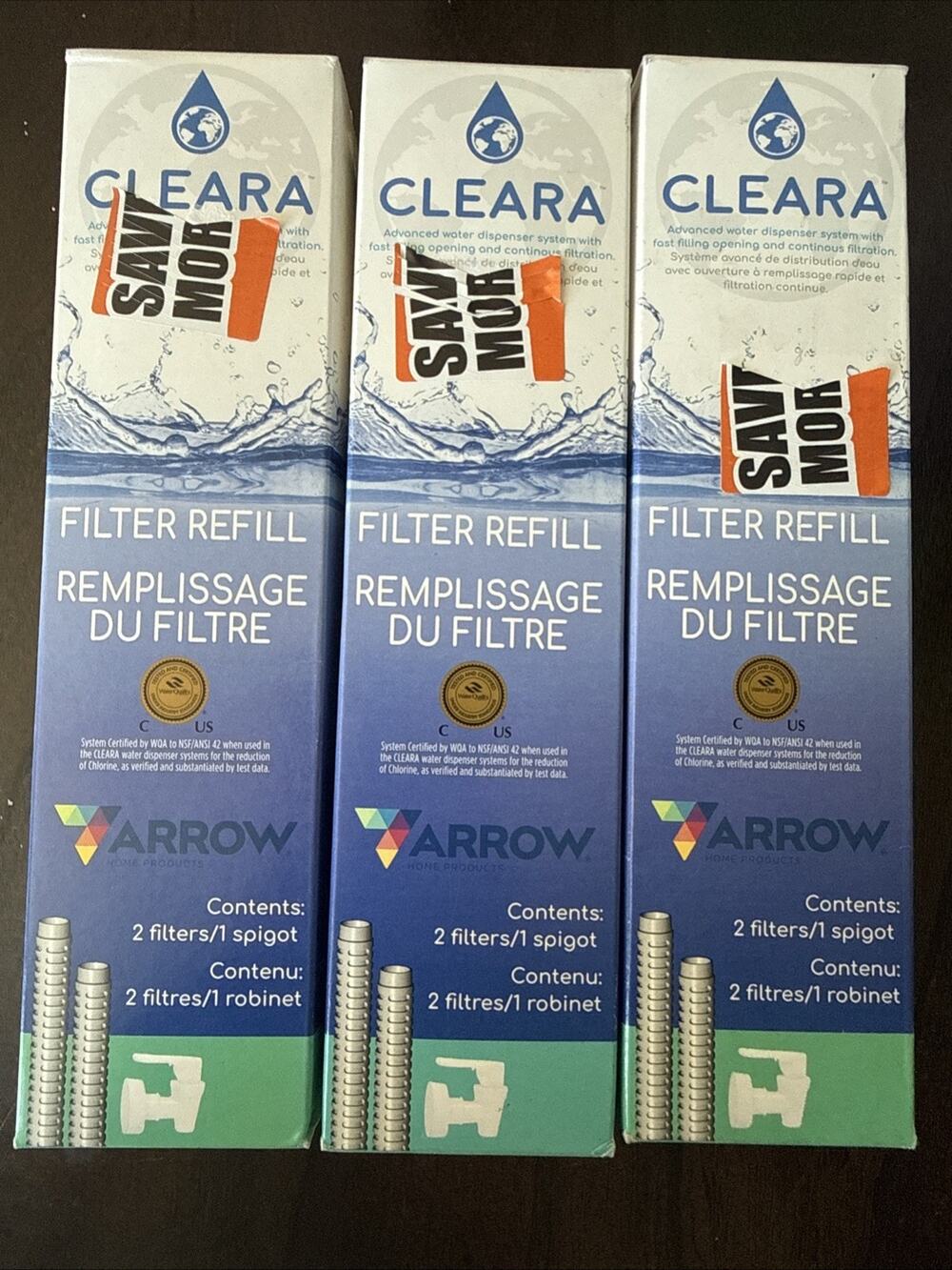 Arrow : Cleara Filter Refill (# 76900) 2 Packs+Spigot Each Box Set Of 3 Boxes.